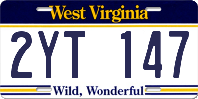 WV license plate 2YT147