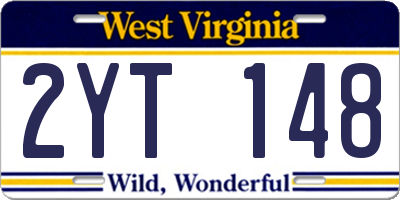 WV license plate 2YT148