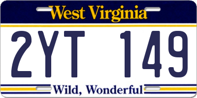 WV license plate 2YT149