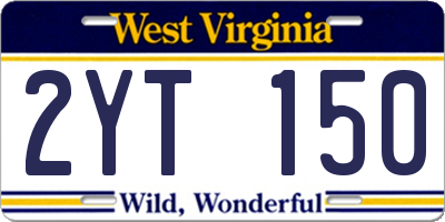 WV license plate 2YT150