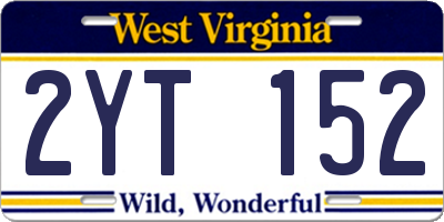 WV license plate 2YT152