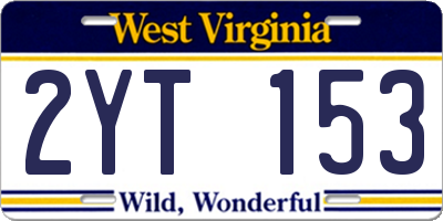 WV license plate 2YT153