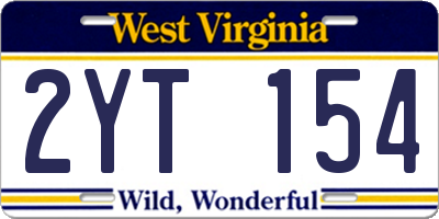 WV license plate 2YT154