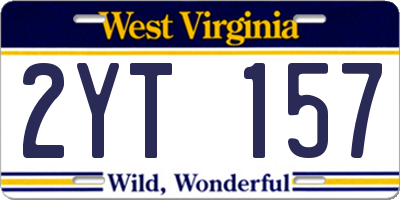 WV license plate 2YT157