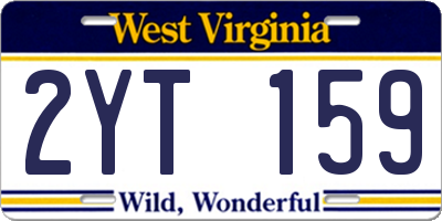 WV license plate 2YT159