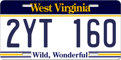 WV license plate 2YT160