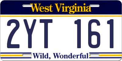 WV license plate 2YT161