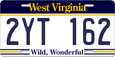 WV license plate 2YT162