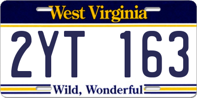 WV license plate 2YT163