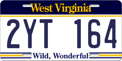 WV license plate 2YT164