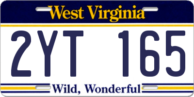 WV license plate 2YT165