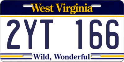 WV license plate 2YT166