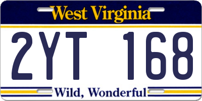 WV license plate 2YT168