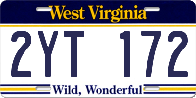 WV license plate 2YT172