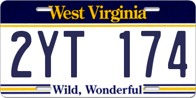 WV license plate 2YT174
