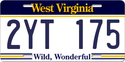 WV license plate 2YT175
