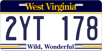 WV license plate 2YT178