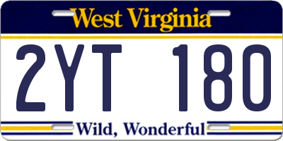 WV license plate 2YT180