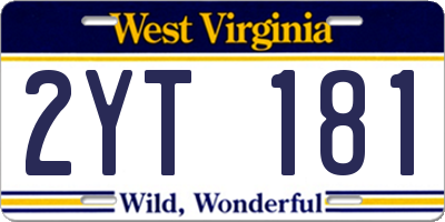 WV license plate 2YT181
