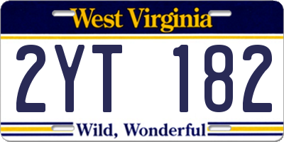 WV license plate 2YT182