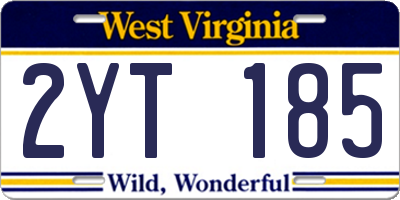 WV license plate 2YT185