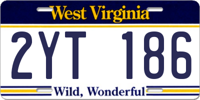 WV license plate 2YT186