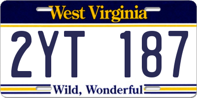 WV license plate 2YT187
