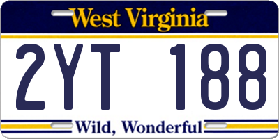 WV license plate 2YT188