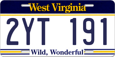 WV license plate 2YT191