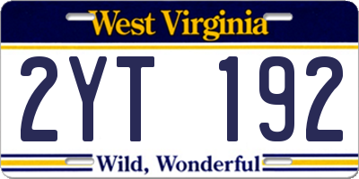 WV license plate 2YT192