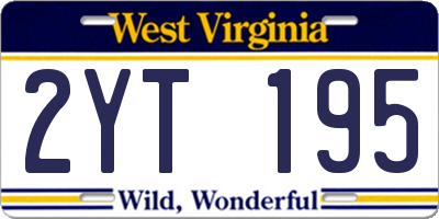 WV license plate 2YT195