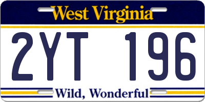 WV license plate 2YT196