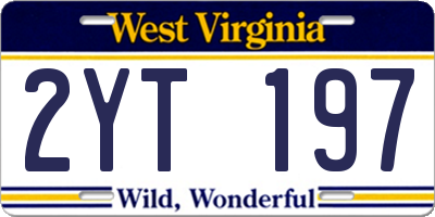 WV license plate 2YT197