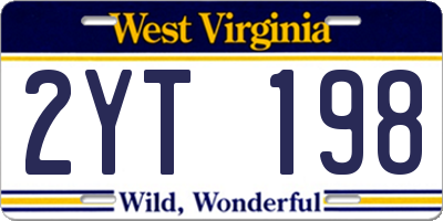 WV license plate 2YT198