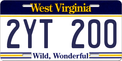 WV license plate 2YT200