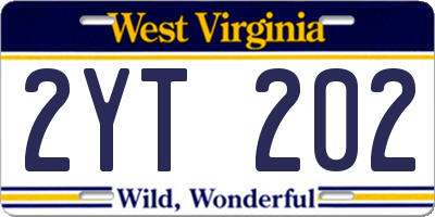 WV license plate 2YT202