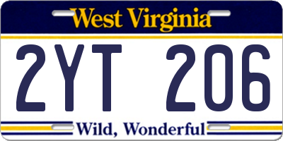 WV license plate 2YT206