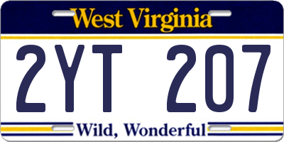 WV license plate 2YT207