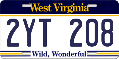 WV license plate 2YT208