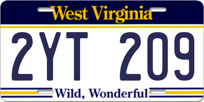 WV license plate 2YT209