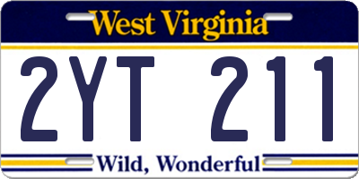 WV license plate 2YT211