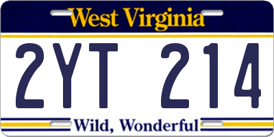 WV license plate 2YT214