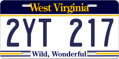WV license plate 2YT217