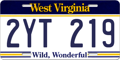 WV license plate 2YT219