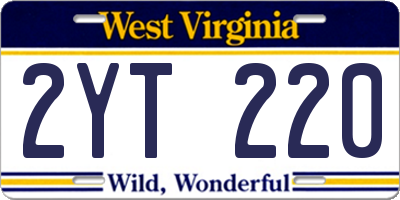 WV license plate 2YT220