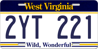 WV license plate 2YT221