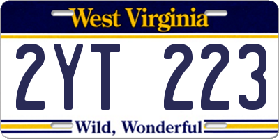 WV license plate 2YT223