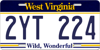 WV license plate 2YT224