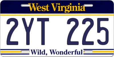 WV license plate 2YT225
