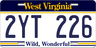 WV license plate 2YT226